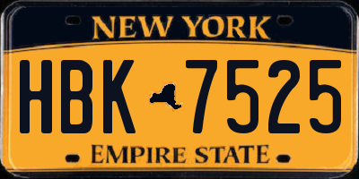 NY license plate HBK7525