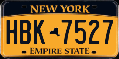 NY license plate HBK7527