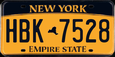 NY license plate HBK7528