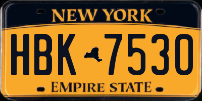 NY license plate HBK7530