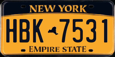 NY license plate HBK7531