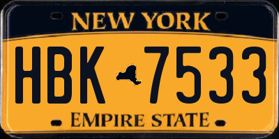 NY license plate HBK7533