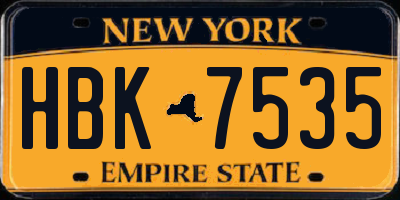 NY license plate HBK7535