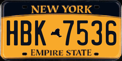 NY license plate HBK7536