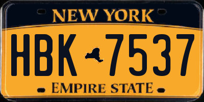 NY license plate HBK7537