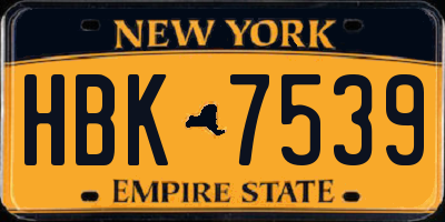 NY license plate HBK7539