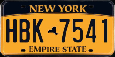 NY license plate HBK7541