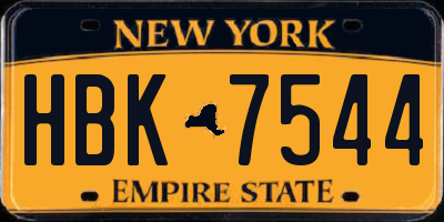NY license plate HBK7544