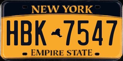 NY license plate HBK7547