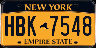 NY license plate HBK7548