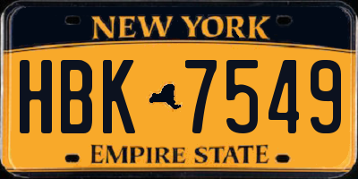 NY license plate HBK7549
