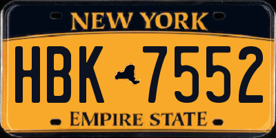 NY license plate HBK7552