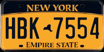 NY license plate HBK7554