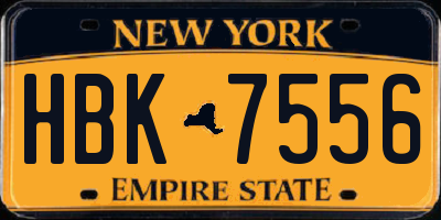 NY license plate HBK7556