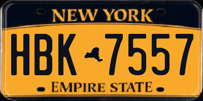NY license plate HBK7557