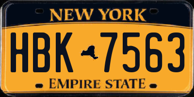 NY license plate HBK7563