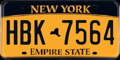 NY license plate HBK7564