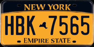 NY license plate HBK7565