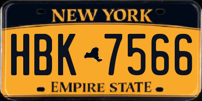 NY license plate HBK7566
