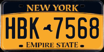 NY license plate HBK7568