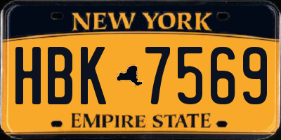 NY license plate HBK7569