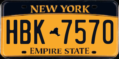 NY license plate HBK7570