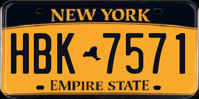 NY license plate HBK7571