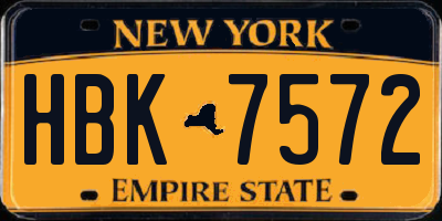 NY license plate HBK7572