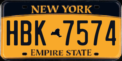 NY license plate HBK7574