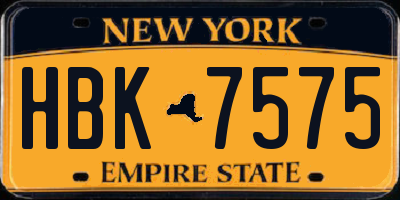 NY license plate HBK7575
