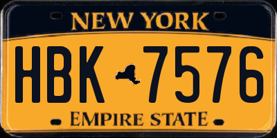 NY license plate HBK7576