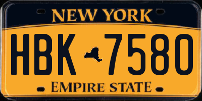 NY license plate HBK7580