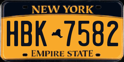 NY license plate HBK7582