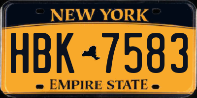 NY license plate HBK7583