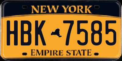 NY license plate HBK7585