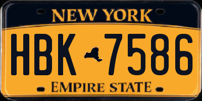 NY license plate HBK7586