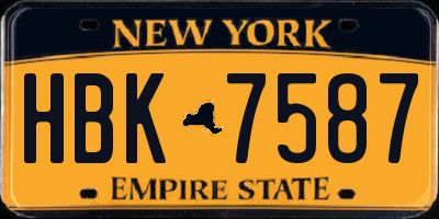 NY license plate HBK7587