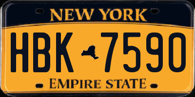 NY license plate HBK7590