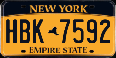 NY license plate HBK7592