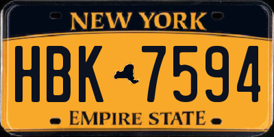 NY license plate HBK7594