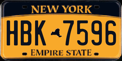 NY license plate HBK7596