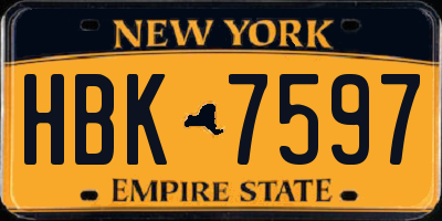 NY license plate HBK7597