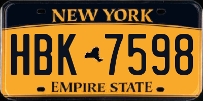 NY license plate HBK7598
