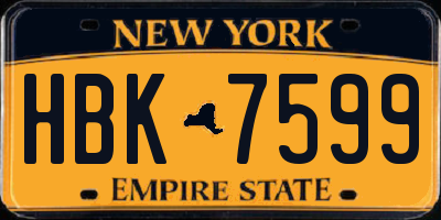 NY license plate HBK7599