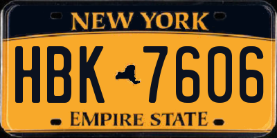 NY license plate HBK7606