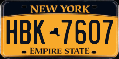 NY license plate HBK7607