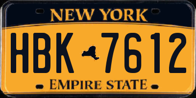 NY license plate HBK7612