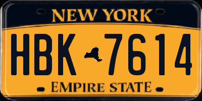 NY license plate HBK7614