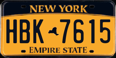 NY license plate HBK7615