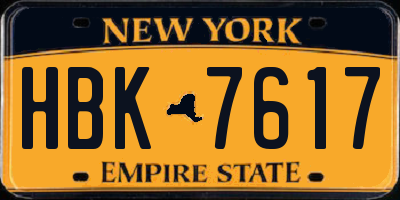 NY license plate HBK7617
